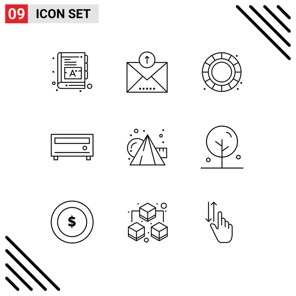 Outline Pack of 9 Universal Symbols of cubes arts color wheel art media Editable Vector Design Elements