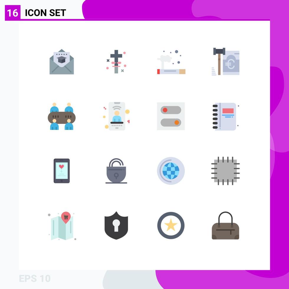 conjunto de 16 colores planos vectoriales en cuadrícula para ley de póquer seguridad de gas gdpr paquete editable de elementos de diseño de vectores creativos