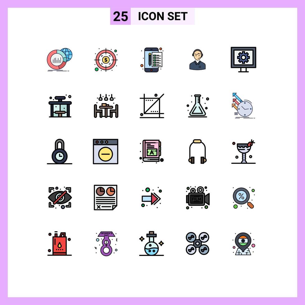 Universal Icon Symbols Group of 25 Modern Filled line Flat Colors of man consulting archive business tax Editable Vector Design Elements