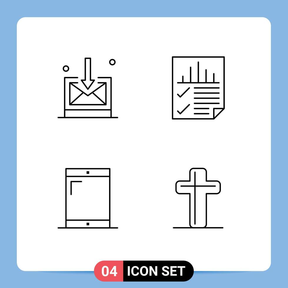 conjunto de 4 iconos de interfaz de usuario modernos signos de símbolos para dispositivos de negocios celebración de informes de datos elementos de diseño de vectores editables