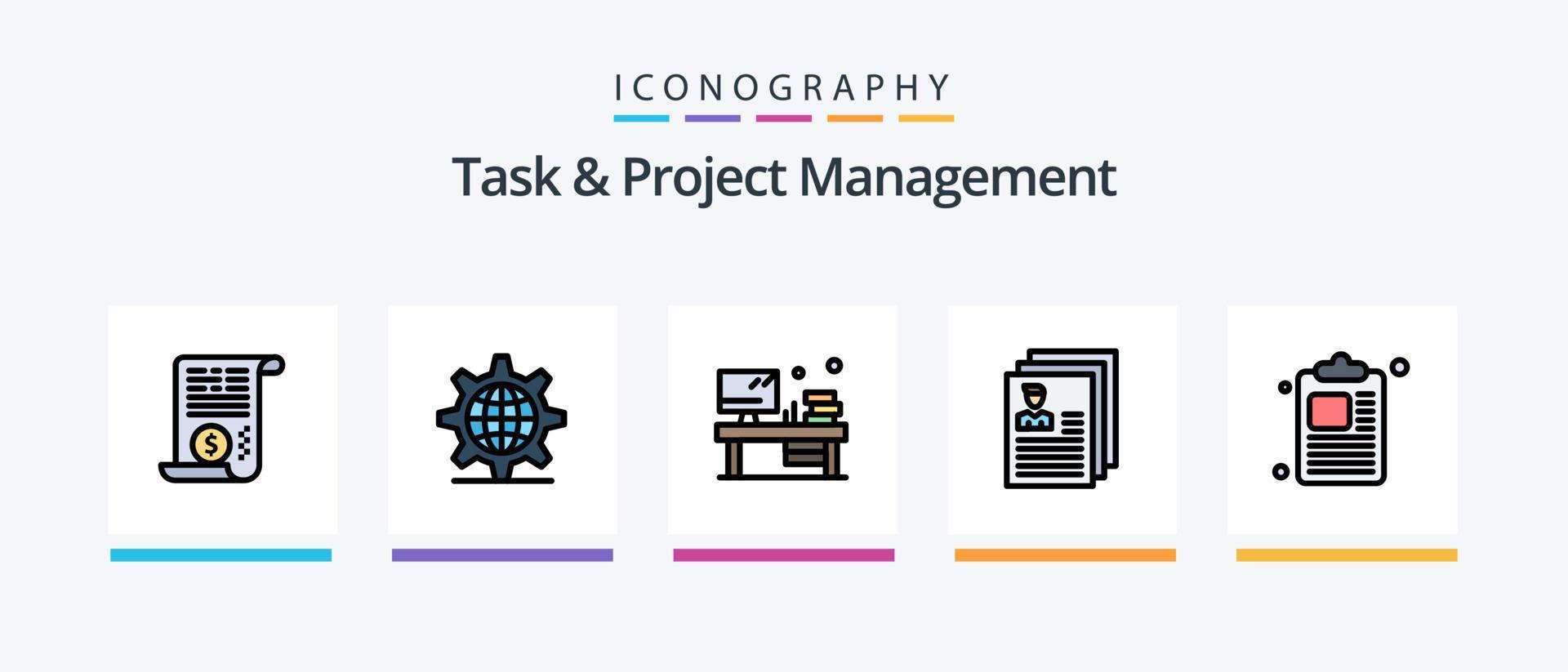 Task And Project Management Line Filled 5 Icon Pack Including road. direction . north. board . startup. Creative Icons Design vector