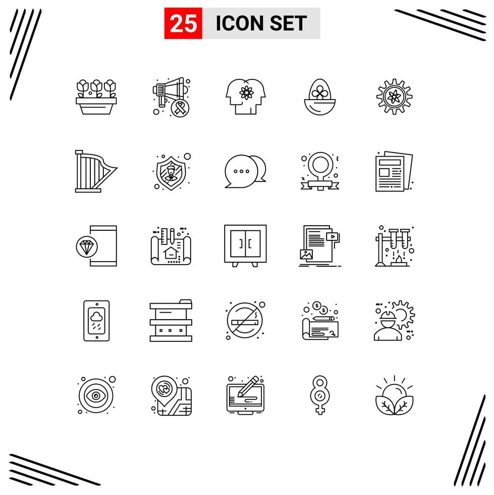 Modern Set of 25 Lines Pictograph of food easter talent boiled egg people Editable Vector Design Elements