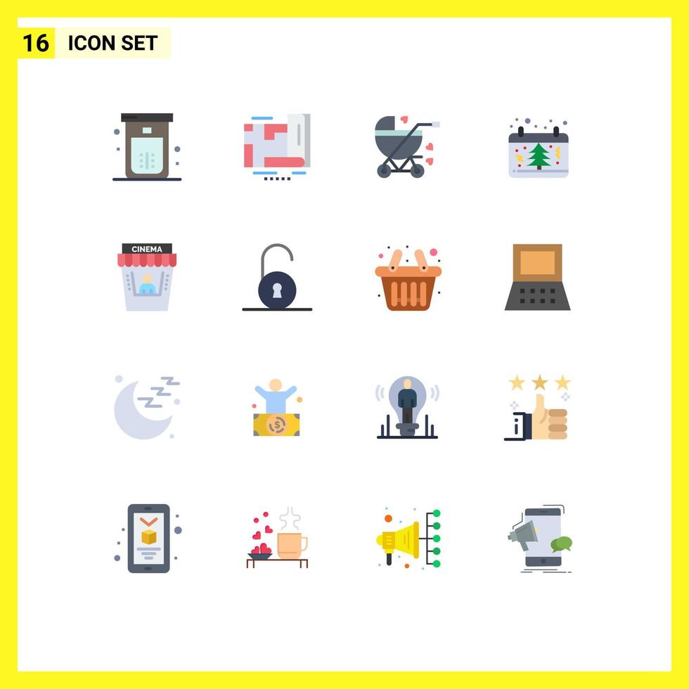 16 Creative Icons Modern Signs and Symbols of xmas christmas navigation date pram Editable Pack of Creative Vector Design Elements