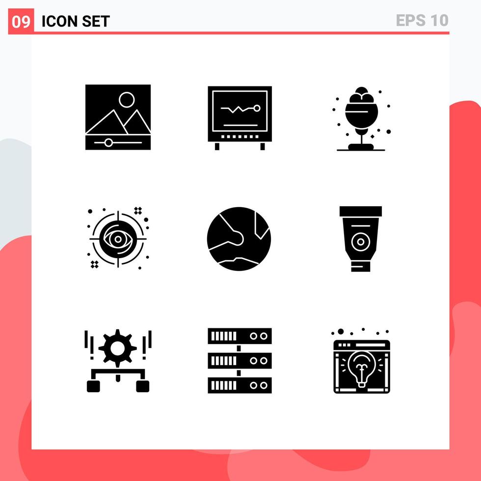 Set of 9 Modern UI Icons Symbols Signs for app target desert look eye Editable Vector Design Elements