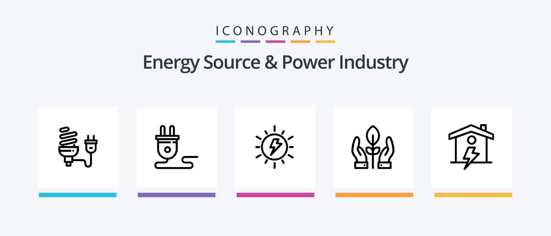 Energy Source And Power Industry Line 5 Icon Pack Including socket. plug. energy. energy. charg. Creative Icons Design vector