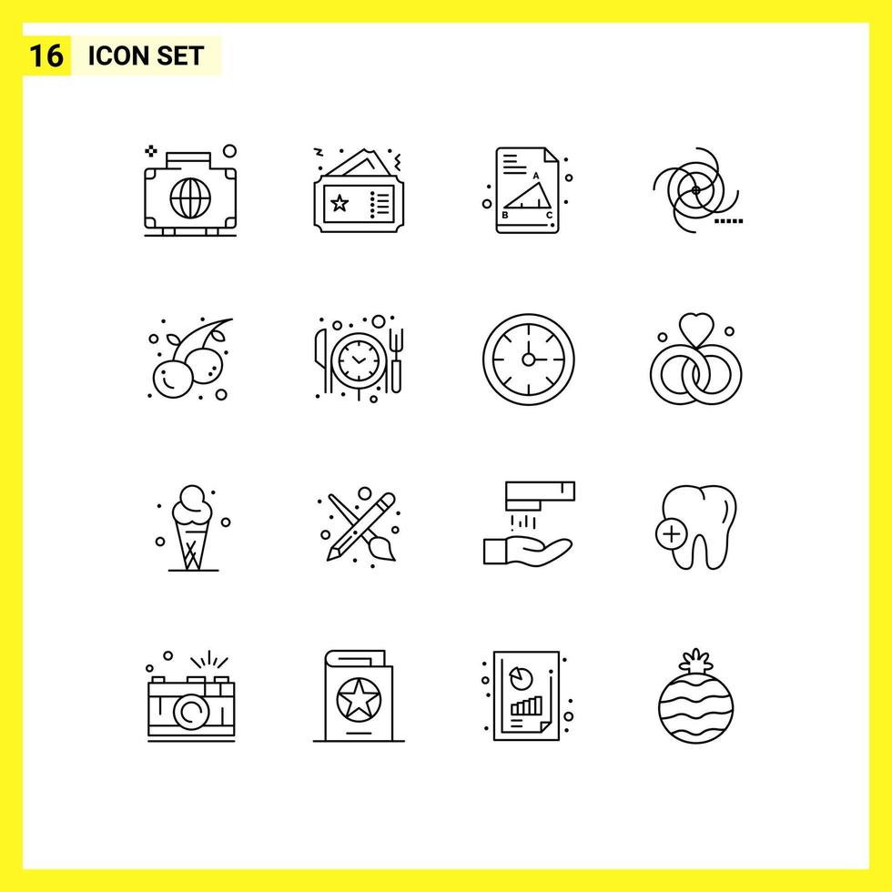 Set of 16 Vector Outlines on Grid for gravitational field cinema cosmos exam paper Editable Vector Design Elements