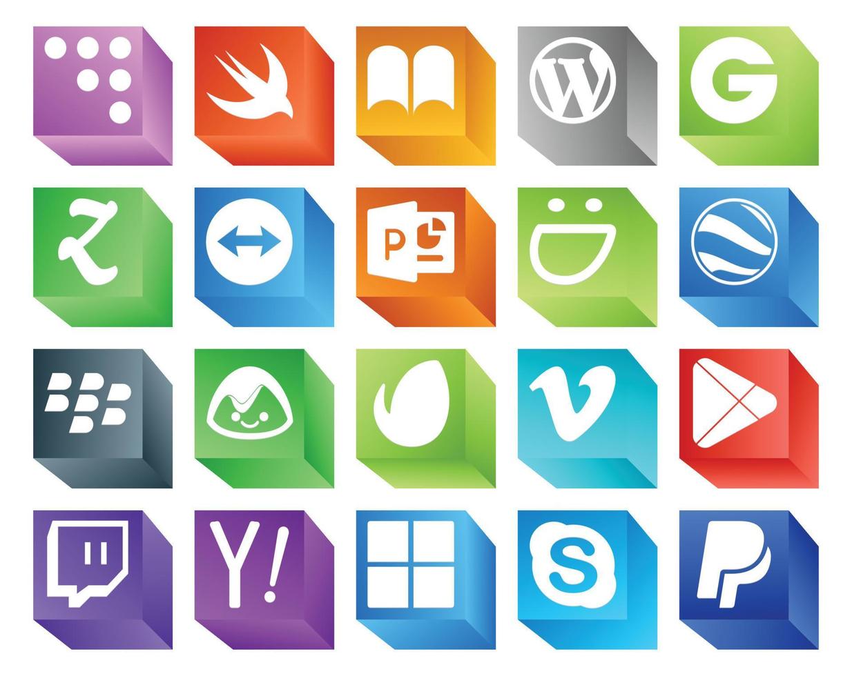 20 Social Media Icon Pack Including apps video powerpoint vimeo basecamp vector