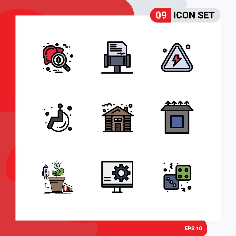 Set of 9 Modern UI Icons Symbols Signs for house wheel chair combustible wheel science Editable Vector Design Elements