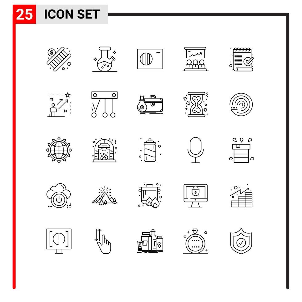 Set of 25 Vector Lines on Grid for list check conditioner marketing user Editable Vector Design Elements