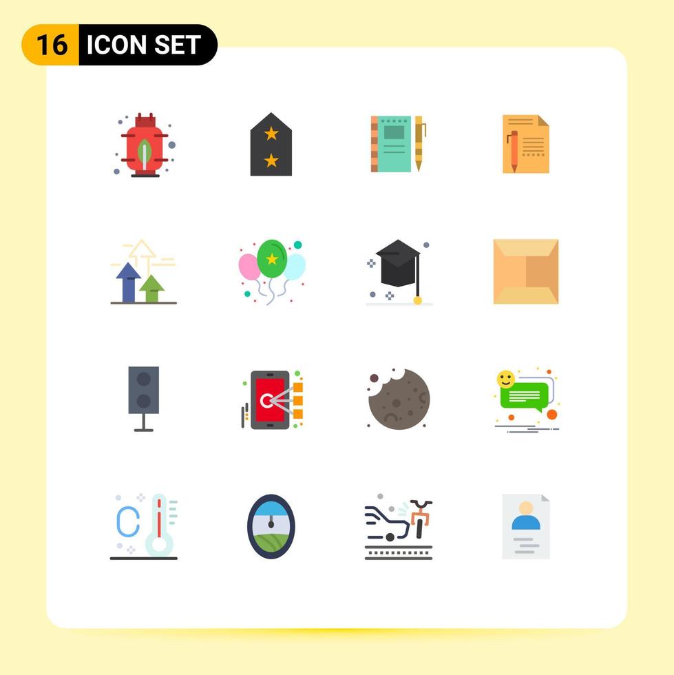 Universal Icon Symbols Group of 16 Modern Flat Colors of write paper drawing page document Editable Pack of Creative Vector Design Elements