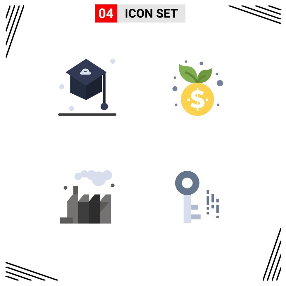 4 Universal Flat Icons Set for Web and Mobile Applications education pollution student growth internet Editable Vector Design Elements