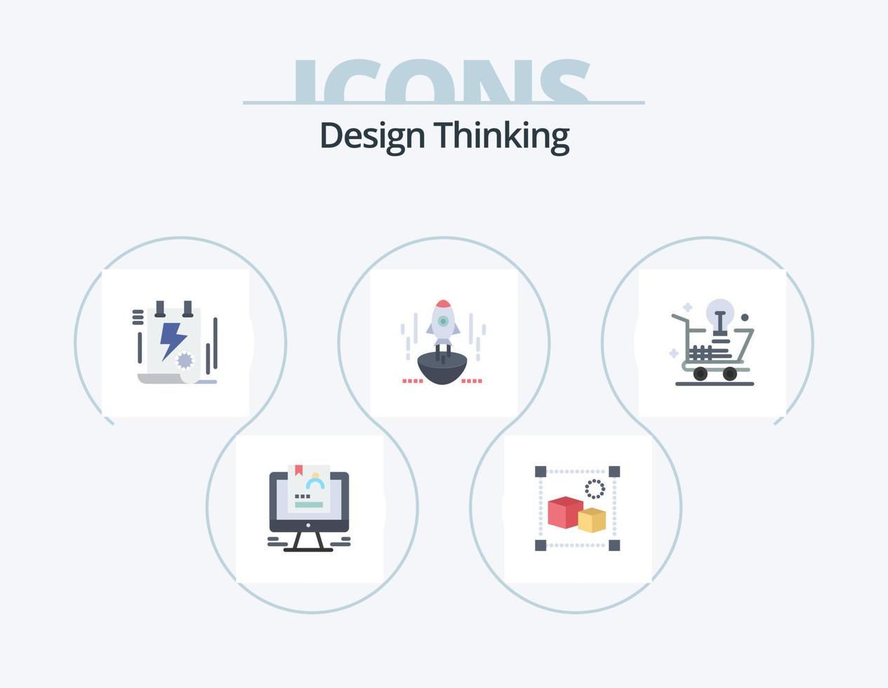 Design Thinking Flat Icon Pack 5 Icon Design. business. launch. processing. clipboard. file vector