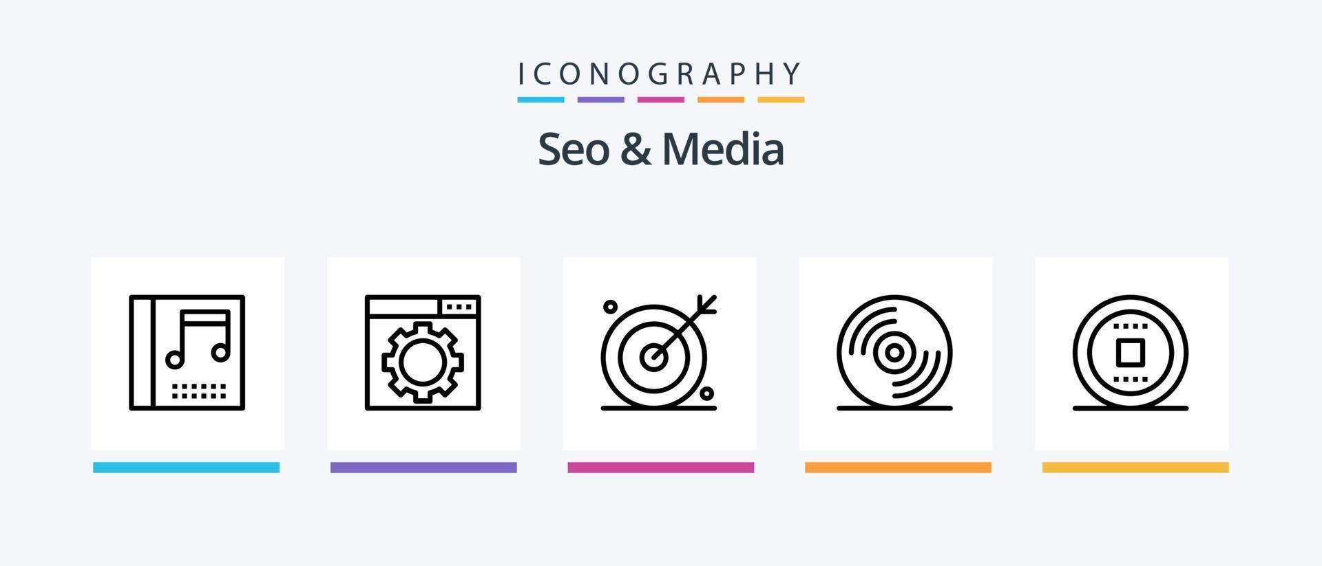 Seo and Media Line 5 Icon Pack Including microphone. audio. media. play. tone. Creative Icons Design vector