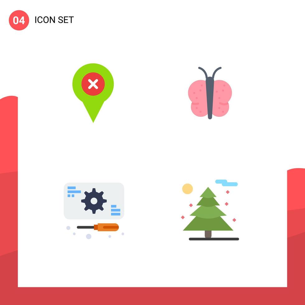 4 concepto de icono plano para sitios web móviles y aplicaciones agregar mapa de recuperación servicio de pascua elementos de diseño vectorial editables vector
