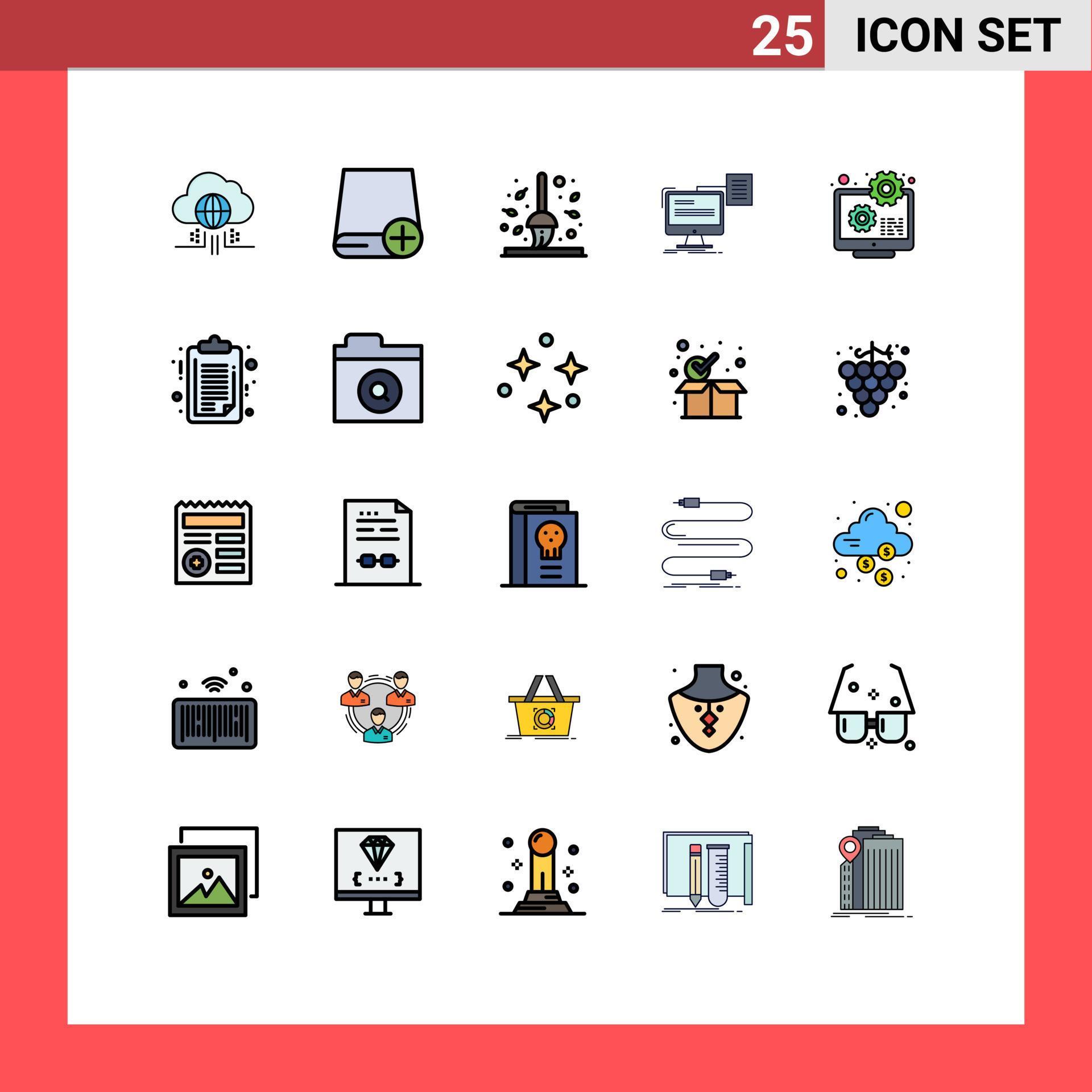 Set of 25 Modern UI Icons Symbols - Set Of 25 Modern Ui Icons Symbols Signs For Cv Storage Gadget Resume Leaf Editable Design Elements Free Vector 