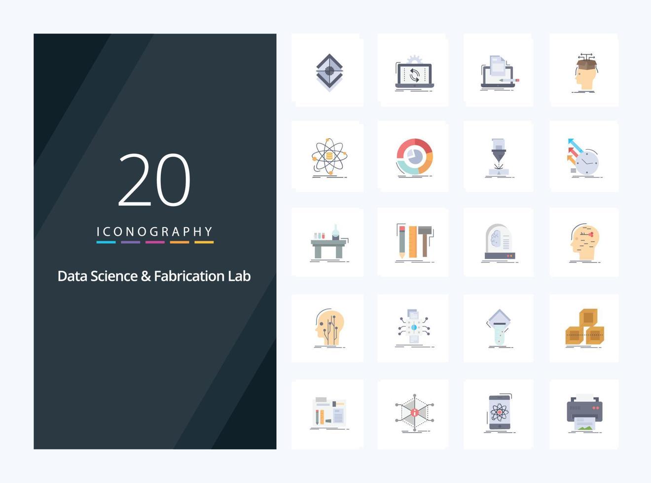 20 Data Science And Fabrication Lab Flat Color icon for presentation ...