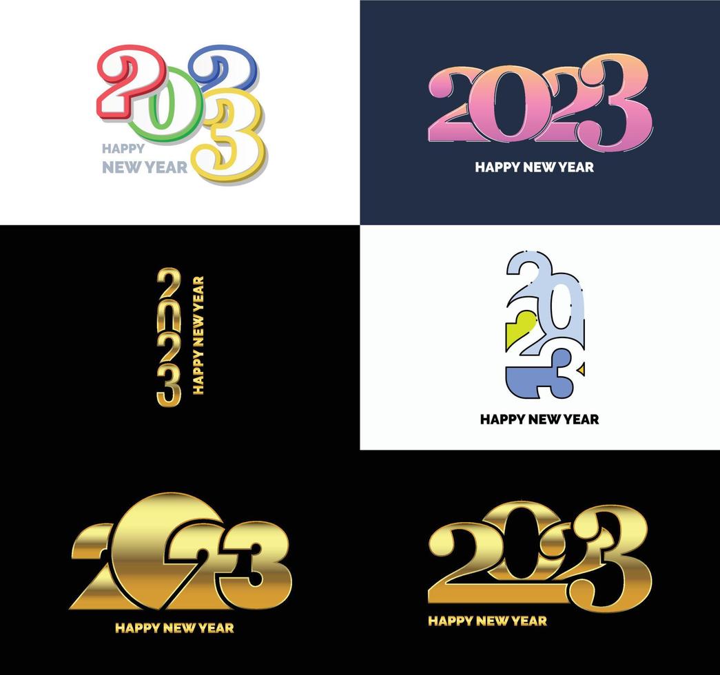 Big Set of 2023 Happy New Year logo text design 2023 number design template vector