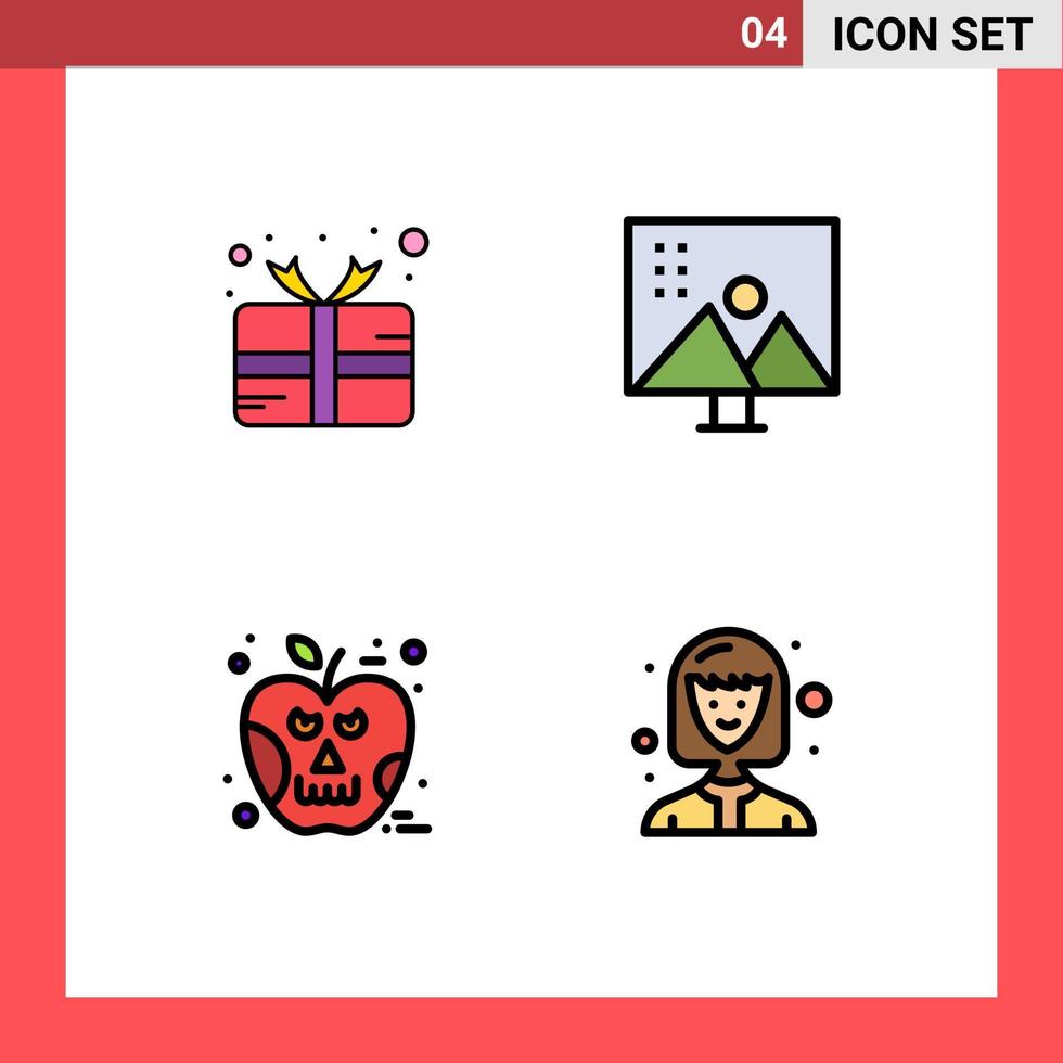 paquete de iconos de vector de stock de 4 signos y símbolos de línea para el premio de manzana de carnaval modificar fotografías envenenar elementos de diseño de vector editables