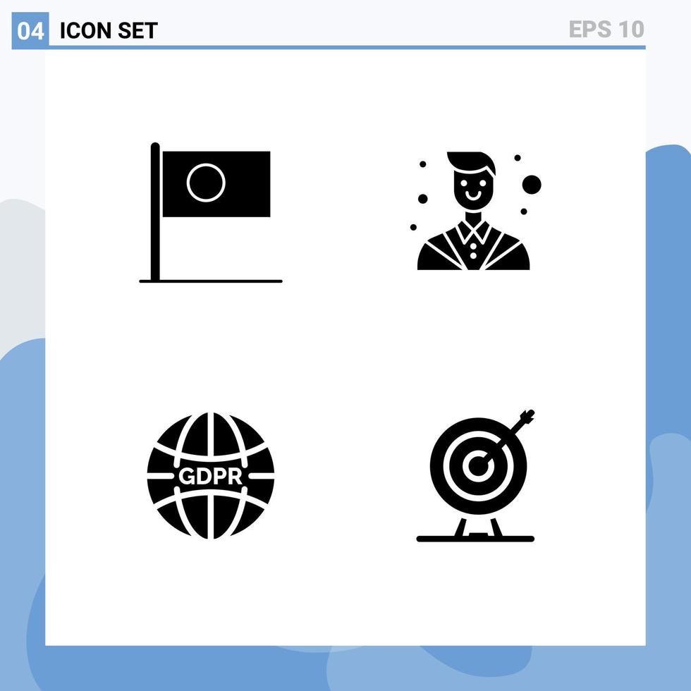 Set of 4 Modern UI Icons Symbols Signs for asian gdpr country counselor internet Editable Vector Design Elements