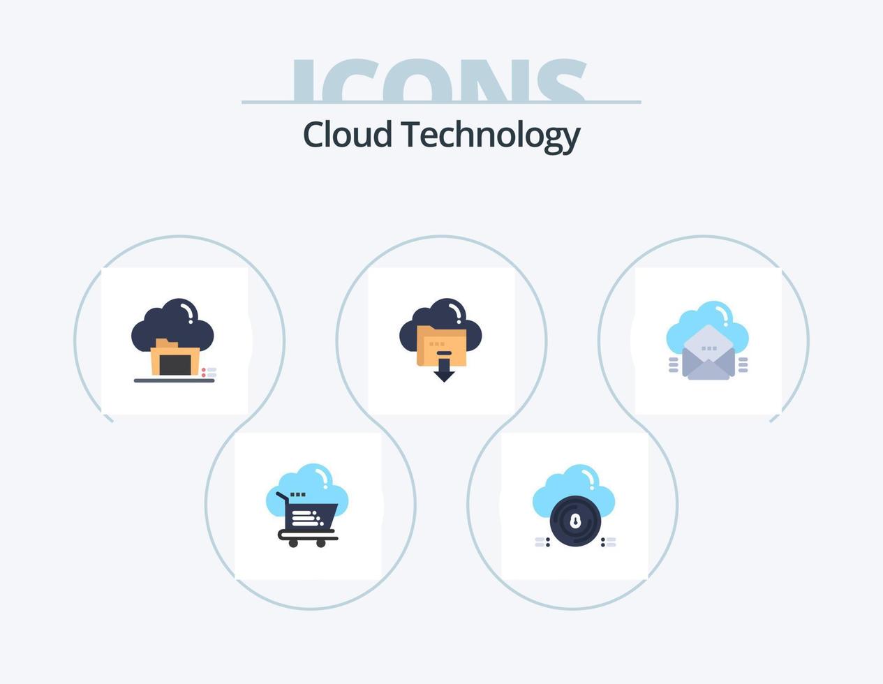 paquete de iconos planos de tecnología en la nube 5 diseño de iconos. abajo. descargar. nube. Cuota. nube vector