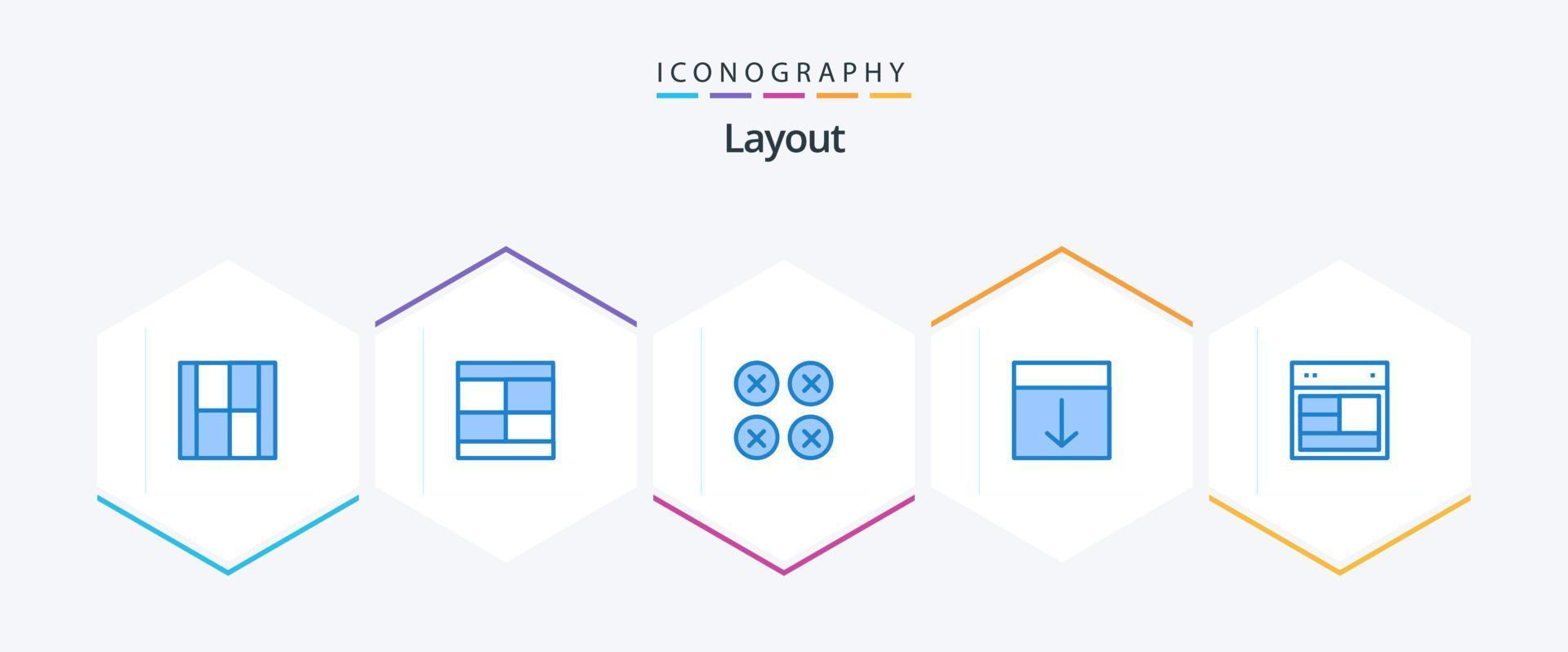 Layout 25 Blue icon pack including site. design. ui. page. interface vector