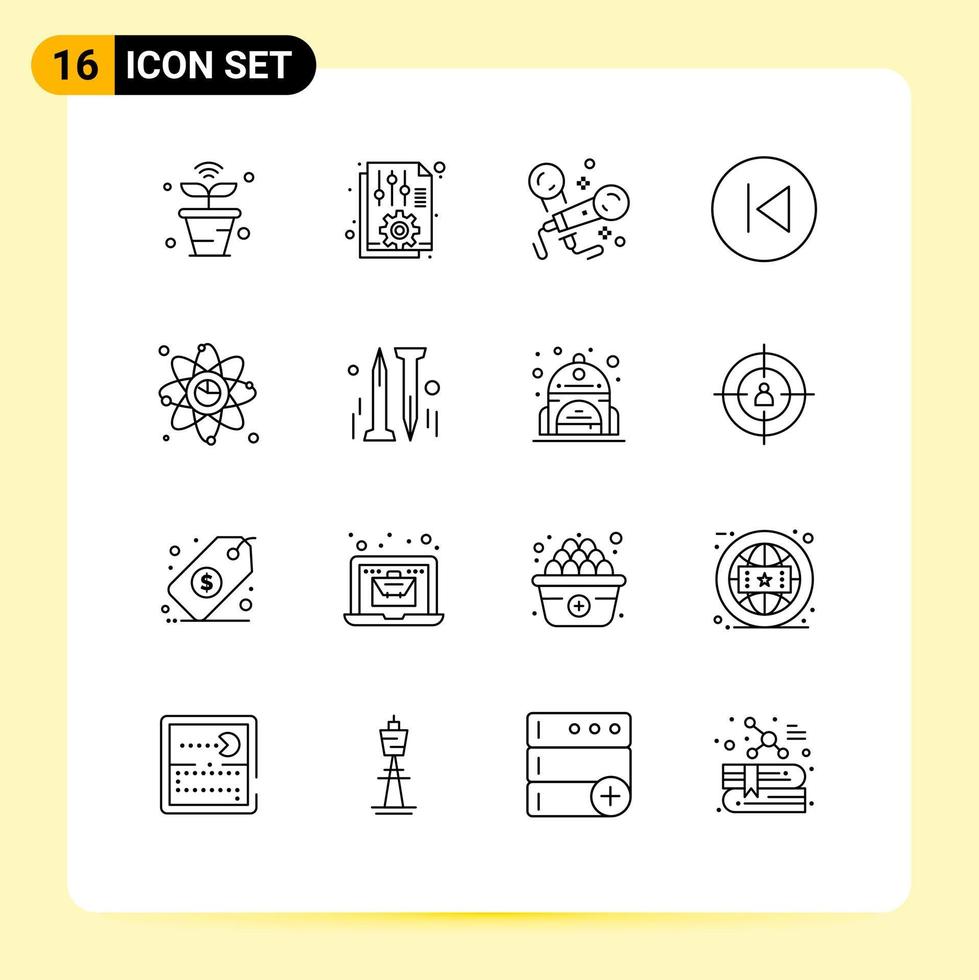 grupo de símbolos de iconos universales de 16 contornos modernos de flechas flecha izquierda opciones izquierda elementos de diseño vectorial editables del partido de flecha vector