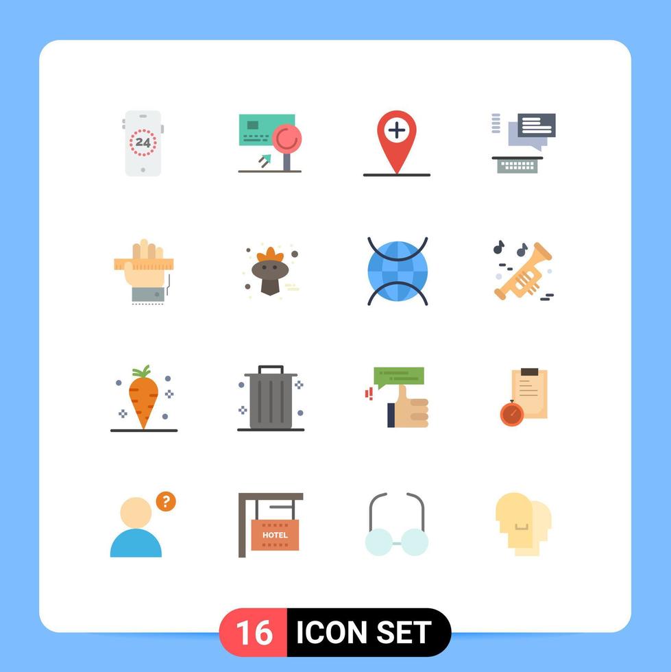 Pack of 16 creative Flat Colors of learn education add support conversation Editable Pack of Creative Vector Design Elements