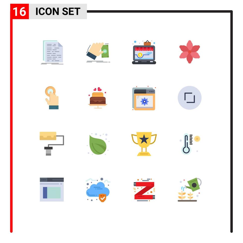 Set of 16 Modern UI Icons Symbols Signs for toch nature earn flower shop Editable Pack of Creative Vector Design Elements