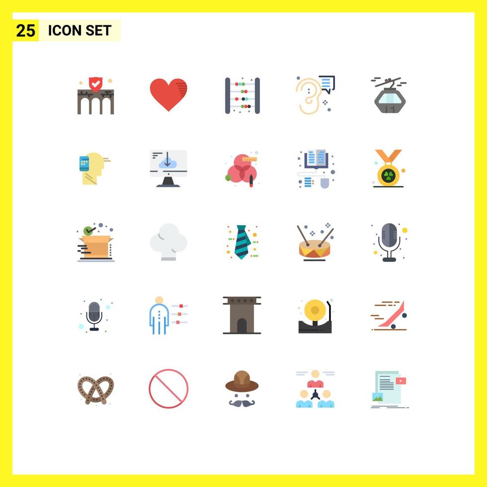 User Interface Pack of 25 Basic Flat Colors of ear buzz favorite math game Editable Vector Design Elements