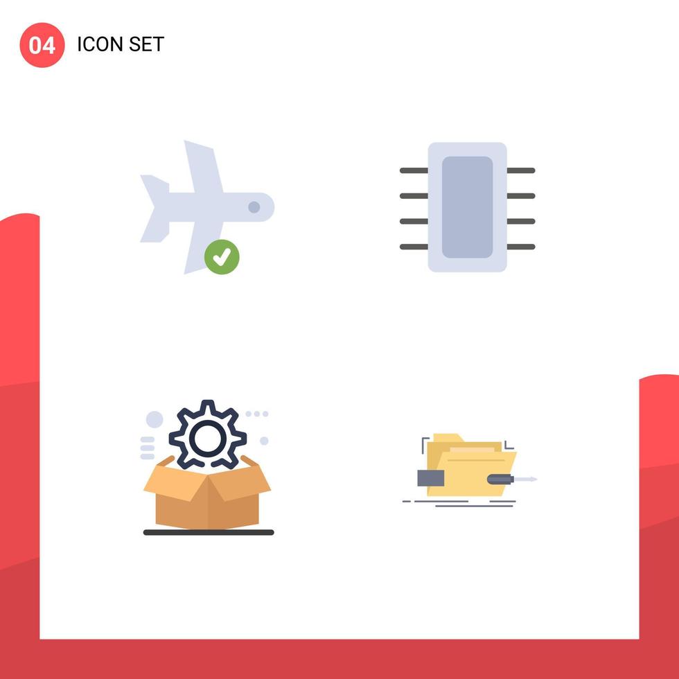 Set of 4 Modern UI Icons Symbols Signs for check hardware transport computers cog Editable Vector Design Elements