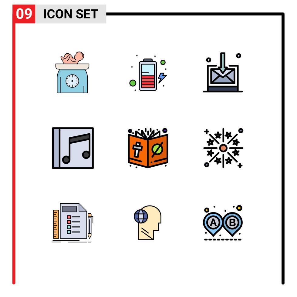 9 Creative Icons Modern Signs and Symbols of book songs business song media Editable Vector Design Elements