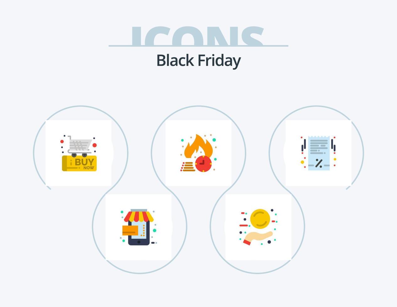 paquete de iconos planos de viernes negro 5 diseño de iconos. cuenta. caliente. viernes negro descuento. entrega gratis vector
