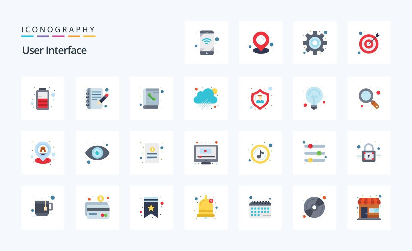 paquete de iconos de color plano de interfaz de usuario de 25 vector