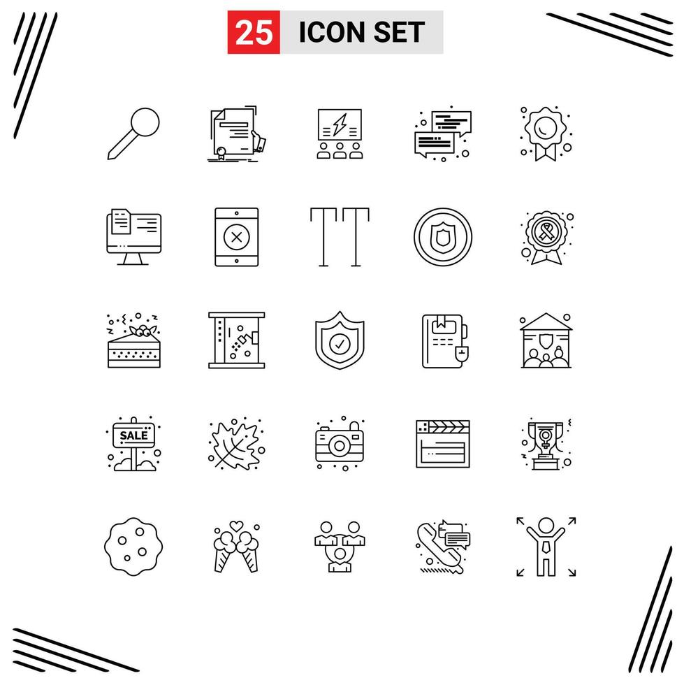 Universal Icon Symbols Group of 25 Modern Lines of conversation thinking agreement think solution Editable Vector Design Elements