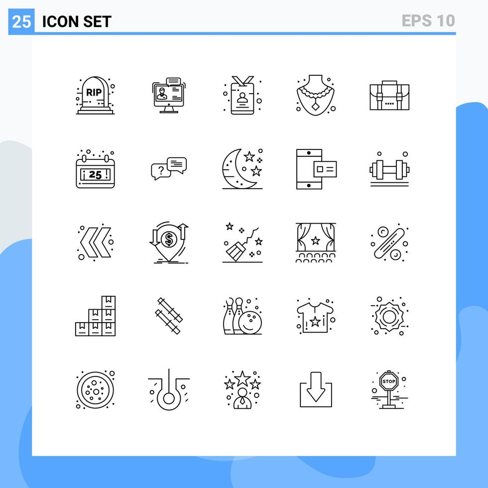 25 Creative Icons Modern Signs and Symbols of backpack gem online diamond press Editable Vector Design Elements