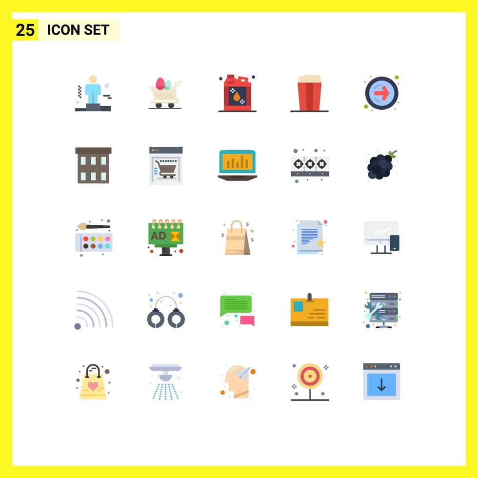 Modern Set of 25 Flat Colors and symbols such as next button forward arrow bottle food pop Editable Vector Design Elements
