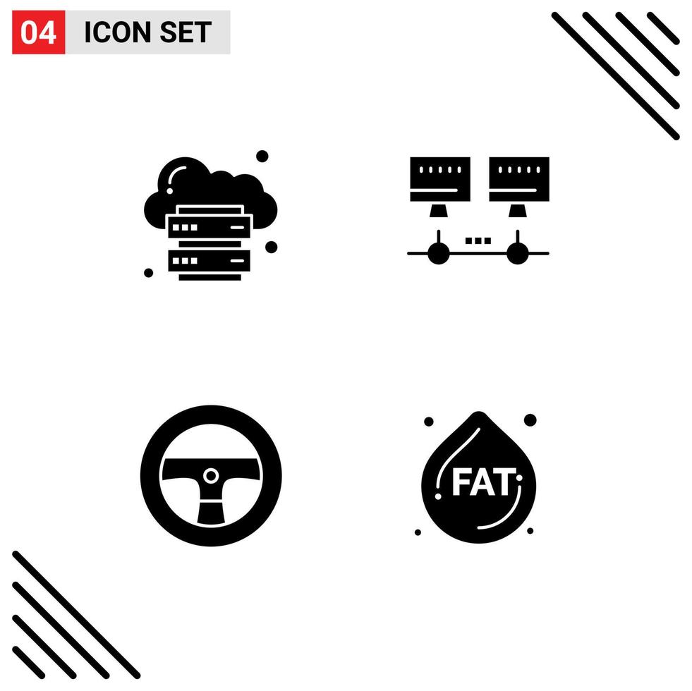 Modern Set of Solid Glyphs and symbols such as cloud vehicles internet network fat Editable Vector Design Elements