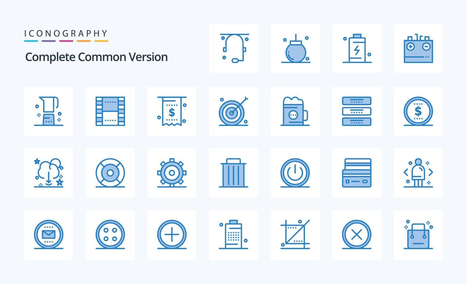 25 Complete Common Version Blue icon pack vector