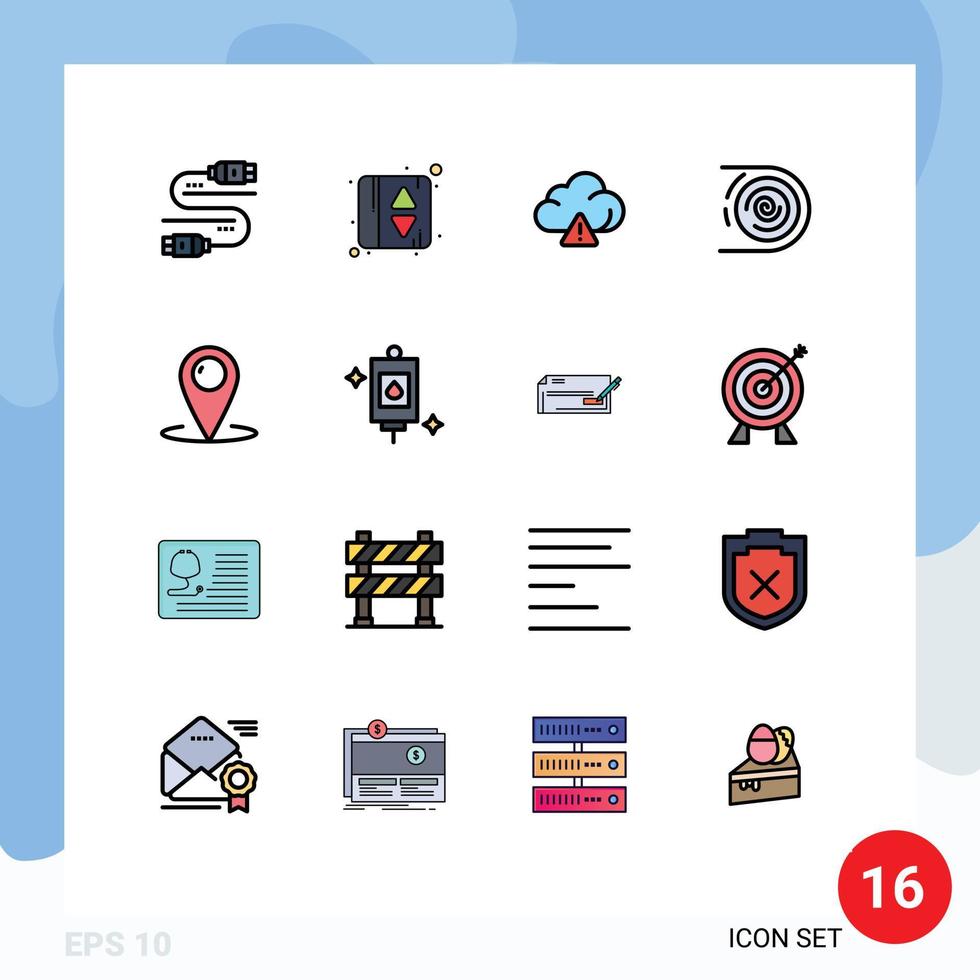 16 Thematic Vector Flat Color Filled Lines and Editable Symbols of customer location alert endless cycle Editable Creative Vector Design Elements