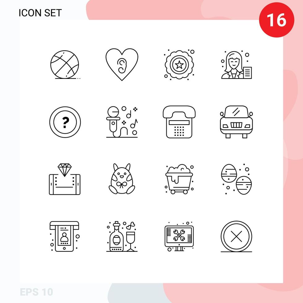 Set of 16 Commercial Outlines pack for information about quality writer copywriter Editable Vector Design Elements