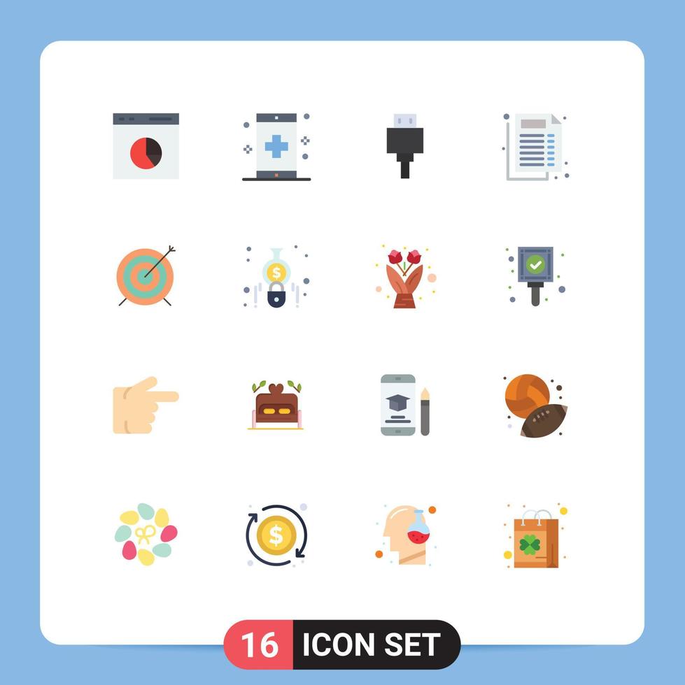 Universal Icon Symbols Group of 16 Modern Flat Colors of target report form medical storage Editable Pack of Creative Vector Design Elements