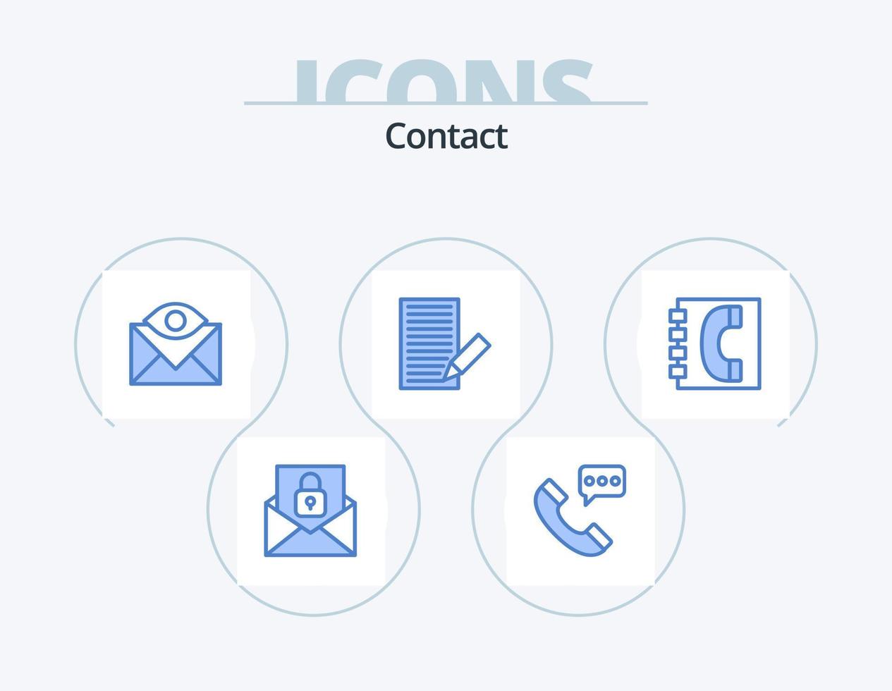 Contact Blue Icon Pack 5 Icon Design. letter. contact. conversation. communication. email vector