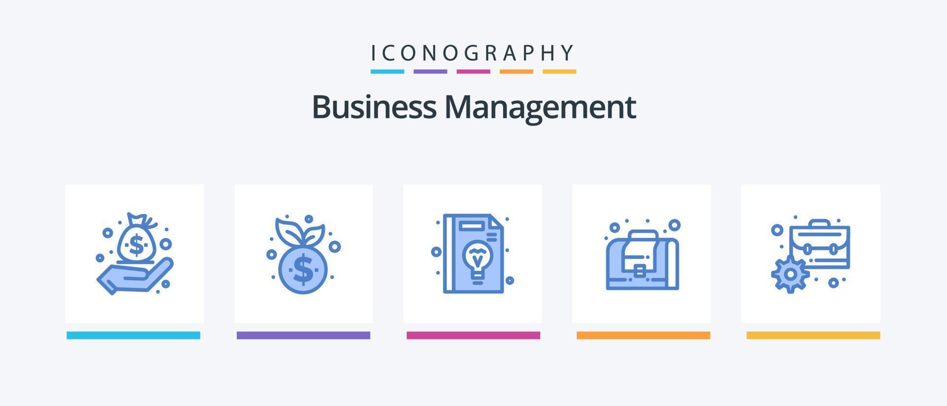 Business Management Blue 5 Icon Pack Including finance. briefcase. business. bag. business. Creative Icons Design vector
