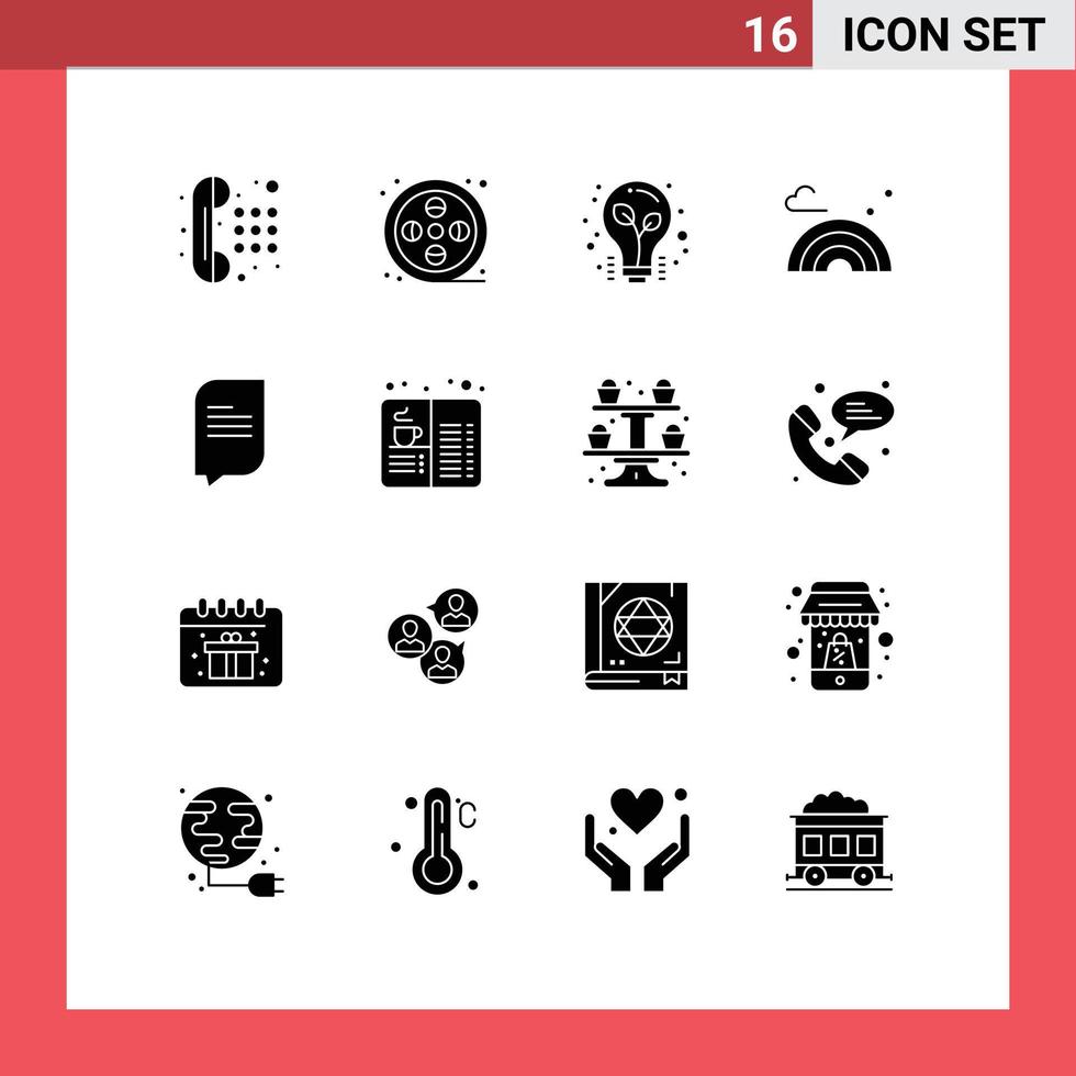16 iconos creativos signos y símbolos modernos de conversación bombilla de onda primavera naturaleza elementos de diseño vectorial editables vector