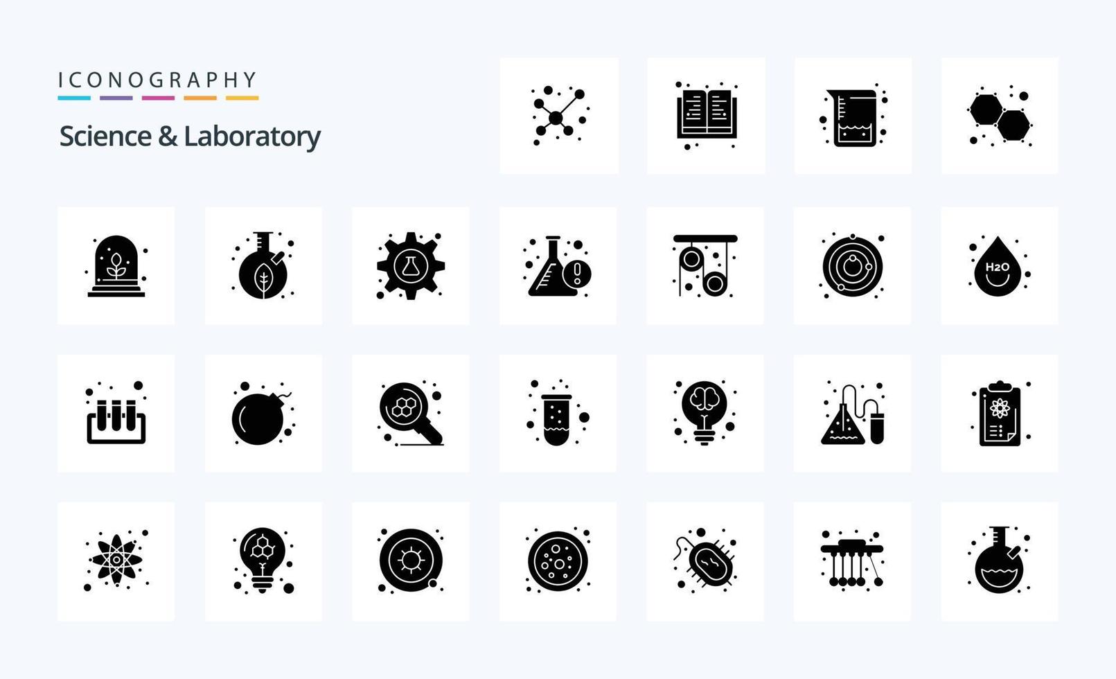 25 Science Solid Glyph icon pack vector