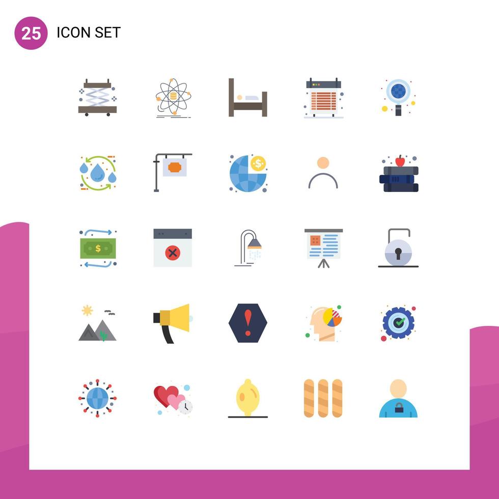 Group of 25 Flat Colors Signs and Symbols for business heat bed fan computer Editable Vector Design Elements
