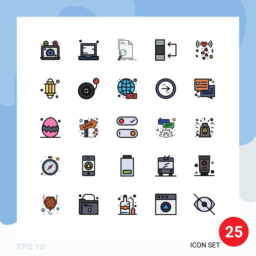 Universal Icon Symbols Group of 25 Modern Filled line Flat Colors of table data laptop page file Editable Vector Design Elements