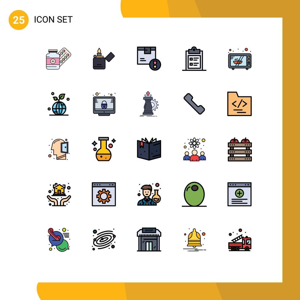 Modern Set of 25 Filled line Flat Colors Pictograph of text clipboard zippo business logistic Editable Vector Design Elements