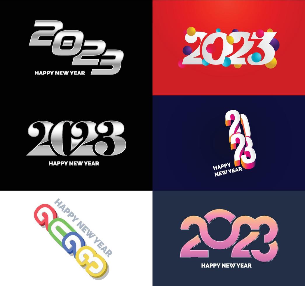 gran conjunto de 2023 feliz año nuevo diseño de texto de logotipo plantilla de diseño de número 2023 vector