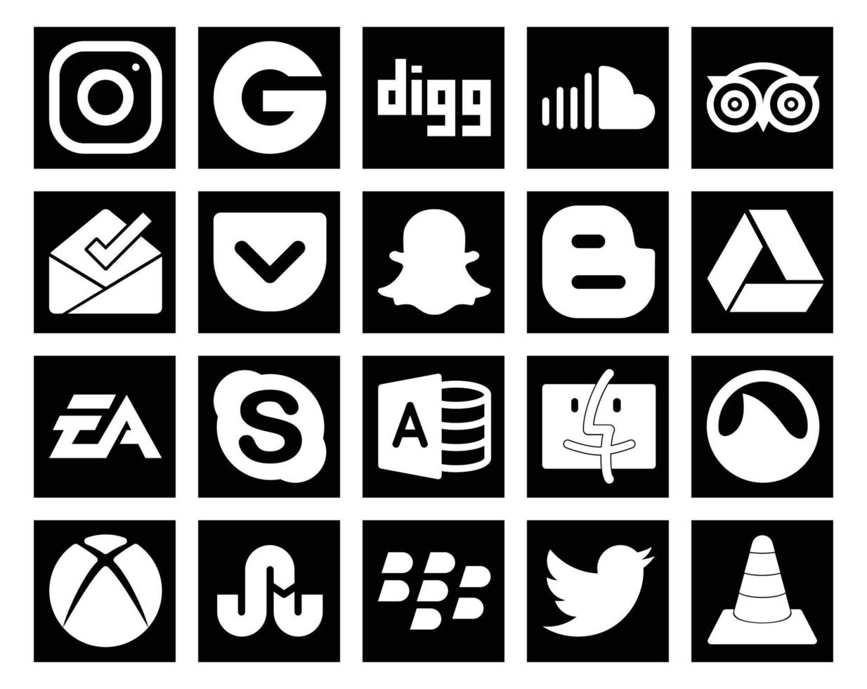 20 Social Media Icon Pack Including chat sports inbox ea google drive vector